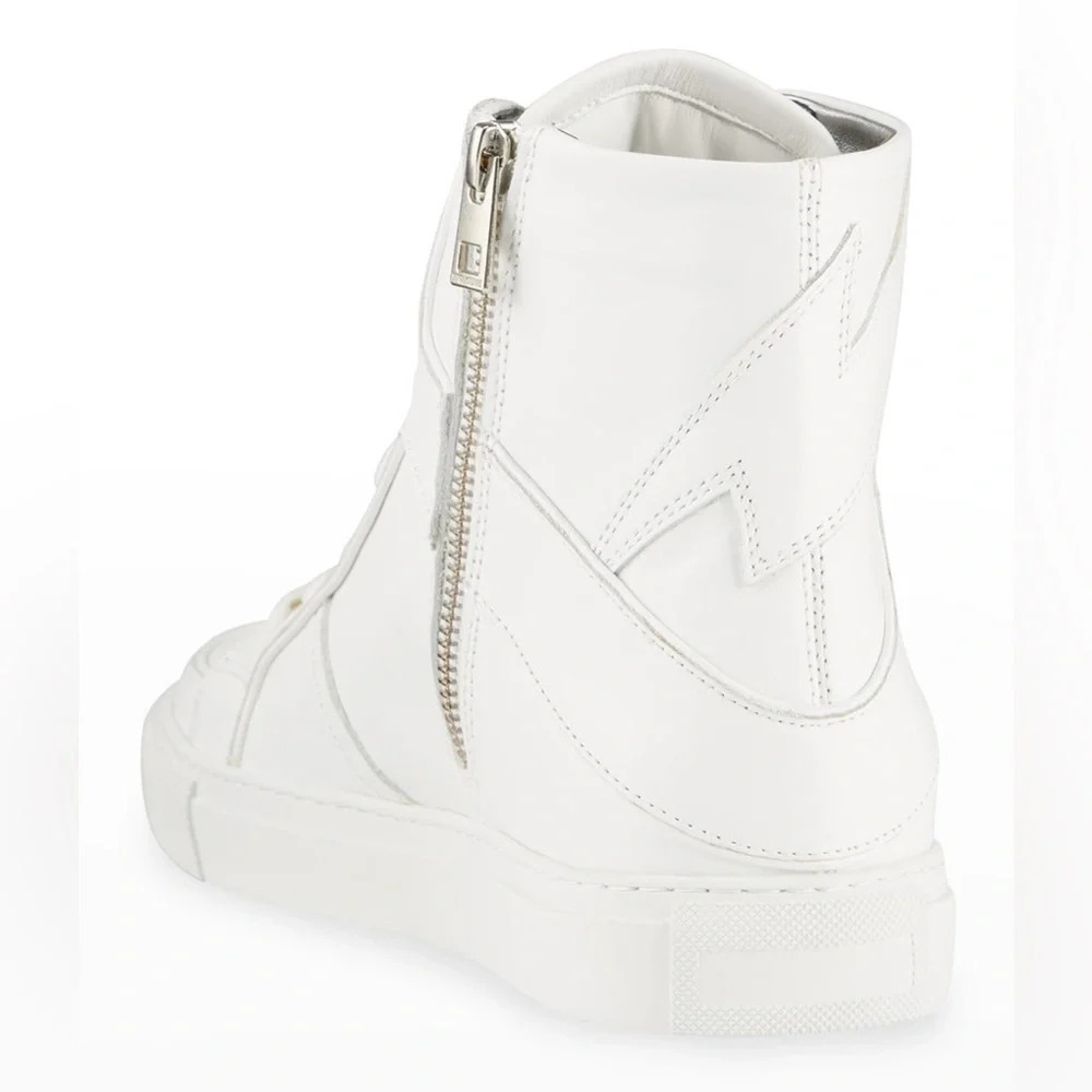 NIB Zadig & Voltaire High Flash Leather High-Top Sneakers Size 39 Blanc White 8 - Picture 3 of 13
